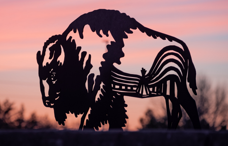 Sculptural Bison Silhouette at Sunset - Jayne's Luxurious Rentals Blog | 'Lay of The Land' captures the essence of local art and nature