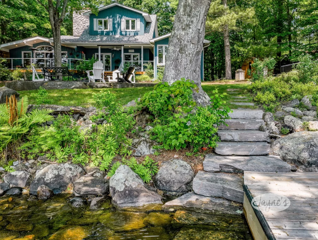 Lazy Days cottage nestled in Muskoka's natural beauty, perfect for a relaxing stay with Jayne's Luxury Rentals.